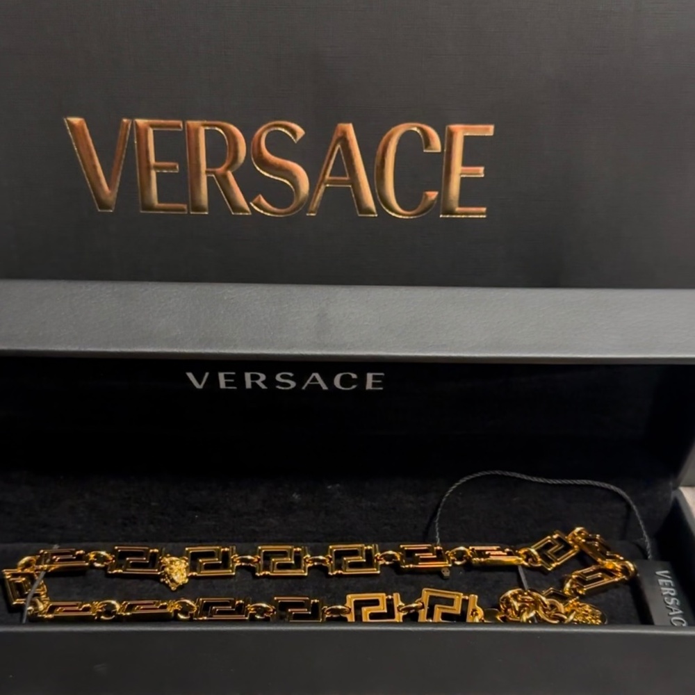 Versace Gold Necklace. NEW. Choker or Long Necklace.
